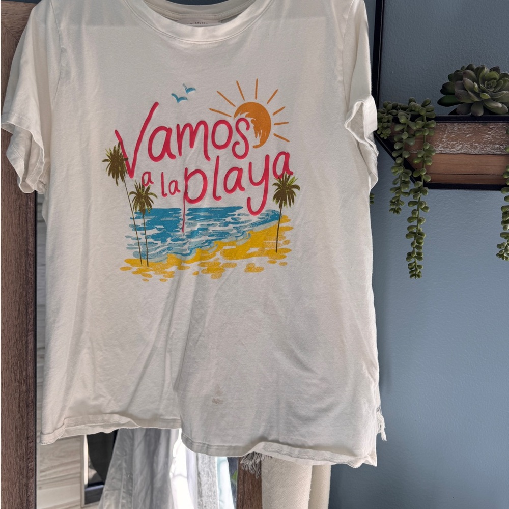 LC Lauren Conrad White Graphic Tee
